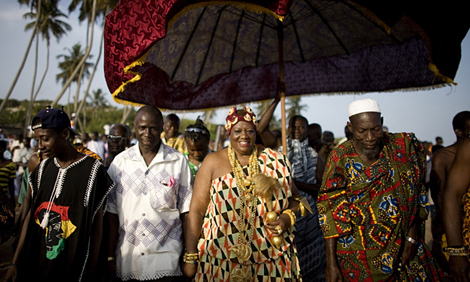 King Peggy with village elders in Otuam