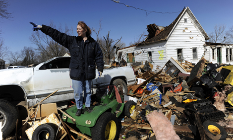 Tornado aftermath in Harveyville, Kansas