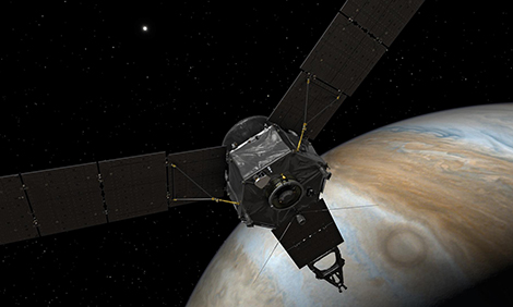 Juno spacecraft orbiting Jupiter