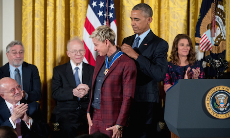 Ellen DeGeneres with President Barack Obama